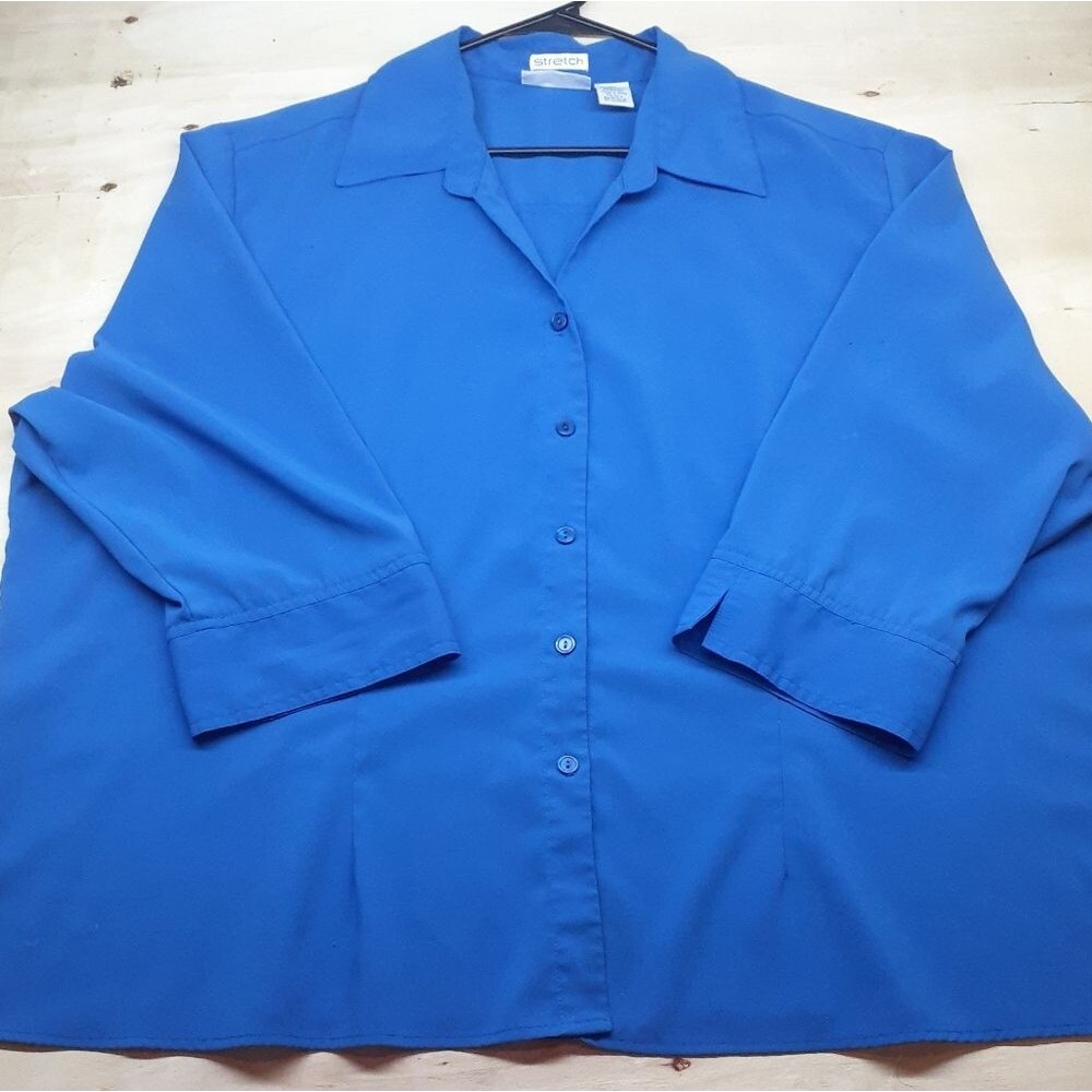 Apparenza Size 3X Blue Button Down Dress Shirt Blouse
